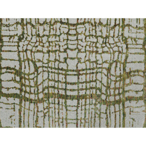 11'9"x14'8" Oversized Green Fine Jacquard Hand Loomed Modern Wool And Art Silk Oriental Rug FWR348756