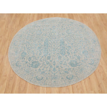 Load image into Gallery viewer, 5&#39;10&quot;x5&#39;10&quot; Green Broken Cypress Tree Design Wool And Silk Thick Hand Loomed Round Oriental Rug FWR348768
