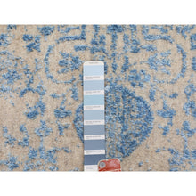 Load image into Gallery viewer, 5&#39;9&quot;x5&#39;9&quot; Blue Jacquard Hand Loomed Wool And Art Silk Pomegranate Design Round Oriental Rug FWR348774