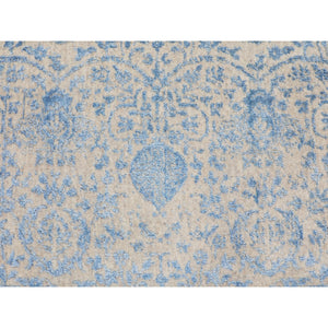 5'9"x5'9" Blue Jacquard Hand Loomed Wool And Art Silk Pomegranate Design Round Oriental Rug FWR348774