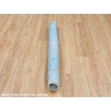 Load image into Gallery viewer, 5&#39;9&quot;x5&#39;9&quot; Blue Jacquard Hand Loomed Wool And Art Silk Pomegranate Design Round Oriental Rug FWR348774