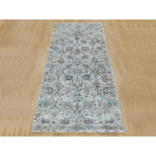 Load image into Gallery viewer, 2&#39;6&quot;x6&#39;2&quot; Ivory Silk With Textured Wool Tabriz Runner Hand Knotted Oriental Rug FWR348858