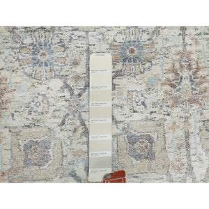 2'6"x6'2" Ivory Silk With Textured Wool Tabriz Runner Hand Knotted Oriental Rug FWR348858