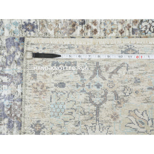 2'6"x6'2" Ivory Silk With Textured Wool Tabriz Runner Hand Knotted Oriental Rug FWR348858