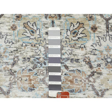 Load image into Gallery viewer, 2&#39;6&quot;x6&#39;2&quot; Ivory Silk With Textured Wool Tabriz Runner Hand Knotted Oriental Rug FWR348900