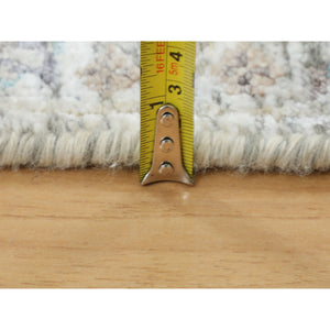 2'6"x6'2" Ivory Silk With Textured Wool Tabriz Runner Hand Knotted Oriental Rug FWR348900