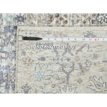 Load image into Gallery viewer, 2&#39;6&quot;x6&#39;2&quot; Ivory Silk With Textured Wool Tabriz Runner Hand Knotted Oriental Rug FWR348900
