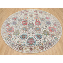 Load image into Gallery viewer, 10&#39;x10&#39; Round Colorful Silk With Textured Wool Tabriz Hand Knotted Oriental Rug FWR349044