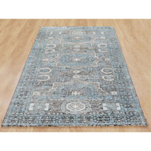 Load image into Gallery viewer, 2&#39;8&quot;x6&#39;1&quot; Silk With Textured Wool Hi-low Pile Mamluk Design Runner Hand Knotted Oriental Rug FWR349086