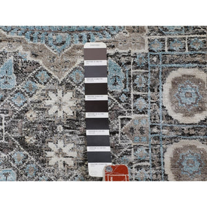 2'8"x6'1" Silk With Textured Wool Hi-low Pile Mamluk Design Runner Hand Knotted Oriental Rug FWR349086