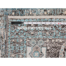 Load image into Gallery viewer, 2&#39;8&quot;x6&#39;1&quot; Silk With Textured Wool Hi-low Pile Mamluk Design Runner Hand Knotted Oriental Rug FWR349086