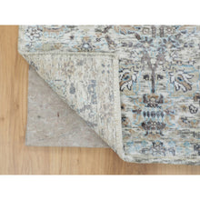 Load image into Gallery viewer, 2&#39;5&quot;x8&#39; Ivory Silk With Textured Wool Tabriz Design Runner Hand Knotted Oriental Rug FWR349200