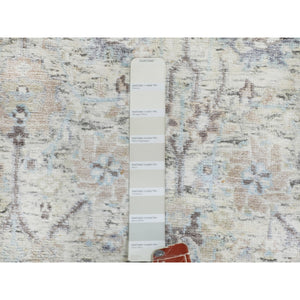 2'5"x8' Ivory Silk With Textured Wool Tabriz Design Runner Hand Knotted Oriental Rug FWR349200