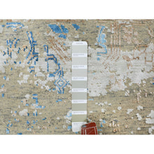 Load image into Gallery viewer, 8&#39;10&quot;x12&#39; Olive Gray With Touch Of Blue Snowflake Design Silk With Textured Wool Hand Knotted Oriental Rug FWR349212