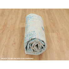 Load image into Gallery viewer, 8&#39;10&quot;x12&#39; Olive Gray With Touch Of Blue Snowflake Design Silk With Textured Wool Hand Knotted Oriental Rug FWR349212