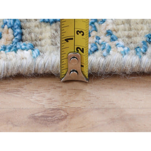 8'10"x12' Olive Gray With Touch Of Blue Snowflake Design Silk With Textured Wool Hand Knotted Oriental Rug FWR349212