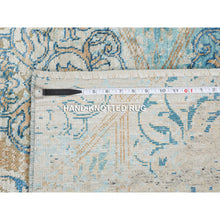 Load image into Gallery viewer, 8&#39;10&quot;x12&#39; Olive Gray With Touch Of Blue Snowflake Design Silk With Textured Wool Hand Knotted Oriental Rug FWR349212