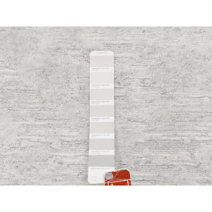 2'6"x8' Modern Ivory Hand Spun Runner Undyed Natural Wool Hand Knotted Oriental Rug FWR349398