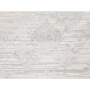 2'6"x8' Modern Ivory Hand Spun Runner Undyed Natural Wool Hand Knotted Oriental Rug FWR349398