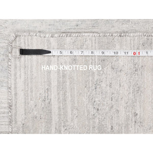 2'6"x8' Modern Ivory Hand Spun Runner Undyed Natural Wool Hand Knotted Oriental Rug FWR349398