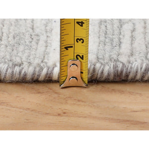 6'x6' Ivory Hand Spun Undyed Natural Wool Modern Round Hand Knotted Oriental Rug FWR349428