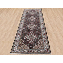 Load image into Gallery viewer, 2&#39;8&quot;x10&#39;1&quot; Black Tabriz Mahi Fish Design Wool Runner Hand Knotted Oriental Rug FWR349788