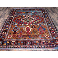Load image into Gallery viewer, 6&#39;2&quot;x7&#39;7&quot; Colorful, Afghan Ersari with Turkish Knot, Caucasian Design Revival, Ancient Bird Figurines, Hand Knotted, Soft Wool, Vegetable Dyes, Densely Woven, Oriental Rug FWR3492