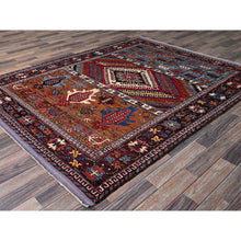Load image into Gallery viewer, 6&#39;2&quot;x7&#39;7&quot; Colorful, Afghan Ersari with Turkish Knot, Caucasian Design Revival, Ancient Bird Figurines, Hand Knotted, Soft Wool, Vegetable Dyes, Densely Woven, Oriental Rug FWR3492