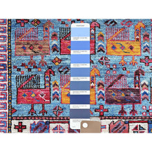 Load image into Gallery viewer, 6&#39;2&quot;x7&#39;7&quot; Colorful, Afghan Ersari With Turkish Knot, Caucasian Design Revival, Ancient Bird Figurines, Hand Knotted, Soft Wool, Vegetable Dyes, Densely Woven, Oriental Rug FWR3492