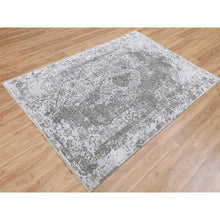 Load image into Gallery viewer, 6&#39;x9&#39; Grey Broken Persian Design Wool And Pure Silk Hand Knotted Oriental Rug FWR350034