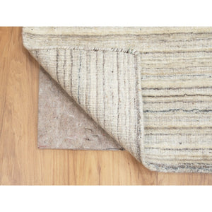 2'6"x9'8" Beige Hand Loomed Organic Wool Modern Runner Oriental Rug FWR350148