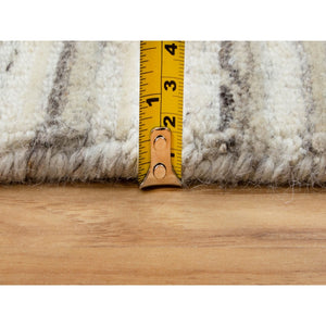 2'6"x9'8" Beige Hand Loomed Organic Wool Modern Runner Oriental Rug FWR350148