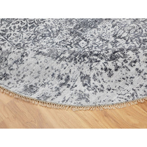 8'x8' Round Broken Persian Design Wool And Pure Silk Hand Knotted Oriental Rug FWR350310
