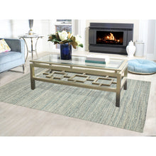 Load image into Gallery viewer, 6&#39;x9&#39; Seafoam Green Variegated Textured Design Hand Loomed Pure Wool Modern Oriental Rug FWR350346