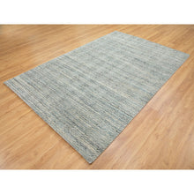 Load image into Gallery viewer, 6&#39;x9&#39; Seafoam Green Variegated Textured Design Hand Loomed Pure Wool Modern Oriental Rug FWR350346