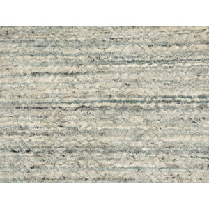 6'x9' Seafoam Green Variegated Textured Design Hand Loomed Pure Wool Modern Oriental Rug FWR350346