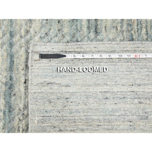 6'x9' Seafoam Green Variegated Textured Design Hand Loomed Pure Wool Modern Oriental Rug FWR350346