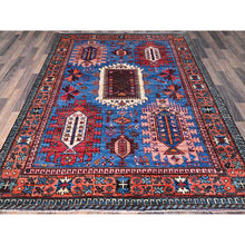Load image into Gallery viewer, 6&#39;x7&#39;8&quot; Bayern Blue, Afghan Ersari With Turkish Knot, Caucasian Design Revival, Vegetable Dyes, Densely Woven, Hand Knotted, Soft Wool, Oriental Rug FWR3498