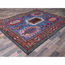 Load image into Gallery viewer, 6&#39;x7&#39;8&quot; Bayern Blue, Afghan Ersari With Turkish Knot, Caucasian Design Revival, Vegetable Dyes, Densely Woven, Hand Knotted, Soft Wool, Oriental Rug FWR3498