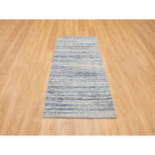 Load image into Gallery viewer, 2&#39;6&quot;x5&#39;10&quot; Blue Variegated Textured Design Hand Loomed Runner Pure Wool Modern Oriental Rug FWR350406