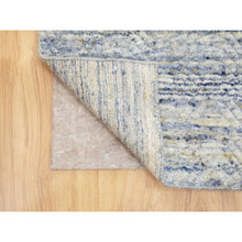Load image into Gallery viewer, 2&#39;6&quot;x9&#39;9&quot; Blue Variegated Textured Design Hand Loomed Runner Pure Wool Modern Oriental Rug FWR350412