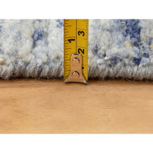 Load image into Gallery viewer, 2&#39;6&quot;x9&#39;9&quot; Blue Variegated Textured Design Hand Loomed Runner Pure Wool Modern Oriental Rug FWR350412