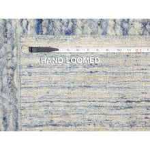 Load image into Gallery viewer, 2&#39;6&quot;x9&#39;9&quot; Blue Variegated Textured Design Hand Loomed Runner Pure Wool Modern Oriental Rug FWR350412