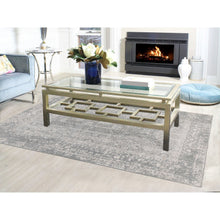Load image into Gallery viewer, 5&#39;10&quot;x9&#39;1&quot; Gray Fine jacquard Hand Loomed Modern Wool And Art Silk Oriental Rug FWR350454