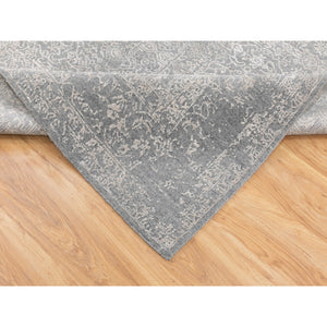 5'10"x9'1" Gray Fine jacquard Hand Loomed Modern Wool And Art Silk Oriental Rug FWR350454