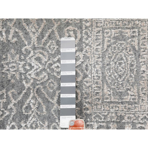 5'10"x9'1" Gray Fine jacquard Hand Loomed Modern Wool And Art Silk Oriental Rug FWR350454