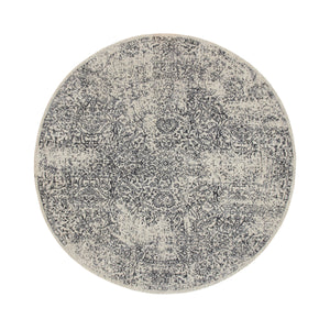 5'10"x5'10" Round Fine jacquard Hand Loomed Erased Design Wool And Silk Oriental Rug FWR350562