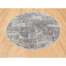Load image into Gallery viewer, 5&#39;10&quot;x5&#39;10&quot; Round Fine Jacquard Hand Loomed Erased Design Wool And Silk Oriental Rug FWR350562