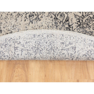 5'10"x5'10" Round Fine jacquard Hand Loomed Erased Design Wool And Silk Oriental Rug FWR350562
