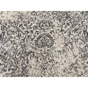 5'10"x5'10" Round Fine jacquard Hand Loomed Erased Design Wool And Silk Oriental Rug FWR350562